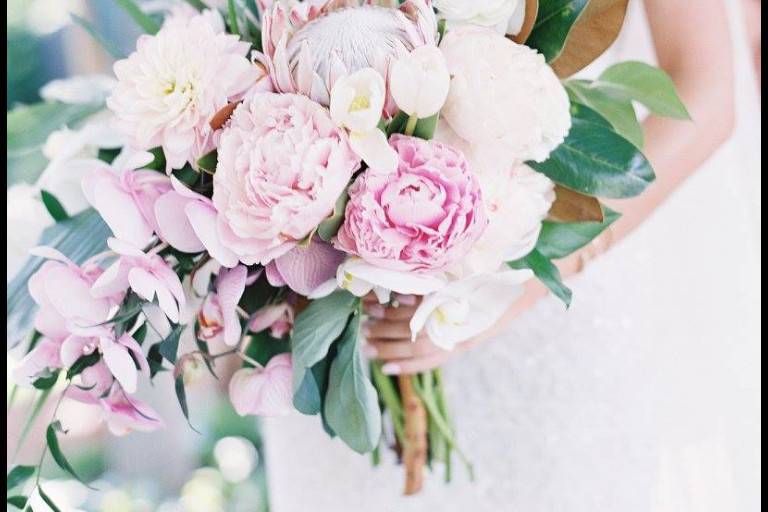 Boho glam with peonies orchids tulips and dahlias at Ballantyne Resort