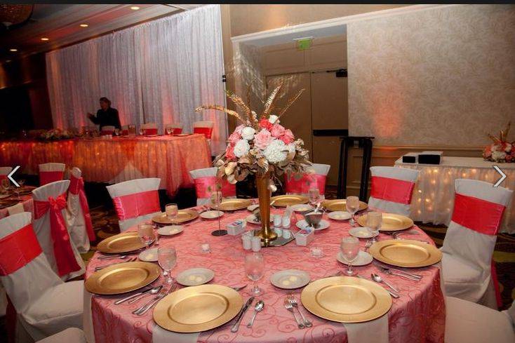 Table setup with centerpiece