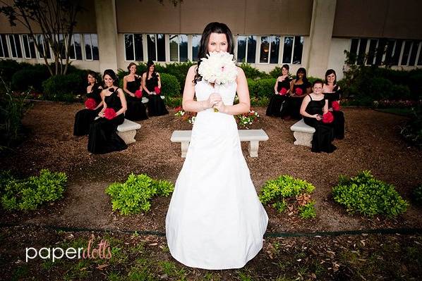 Bride with her bridesmaids