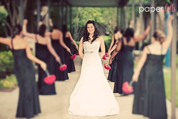 Bride with her bridesmaids