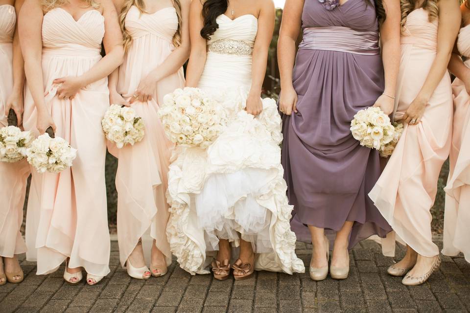 Bride with her bridesmaids