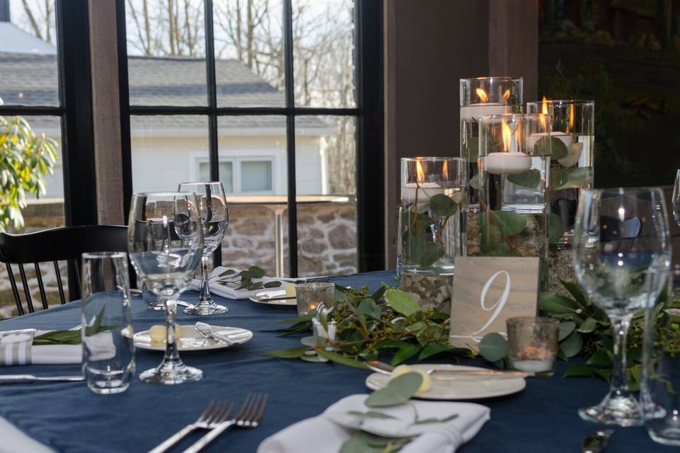 Table setup with candle centerpiece