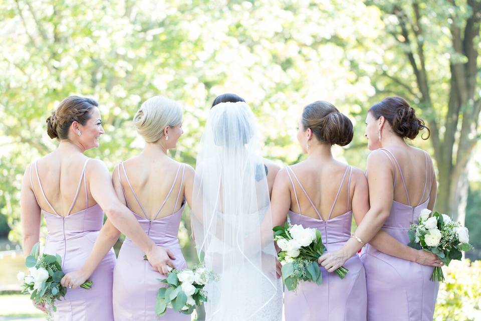 The bride with her bridesmaids