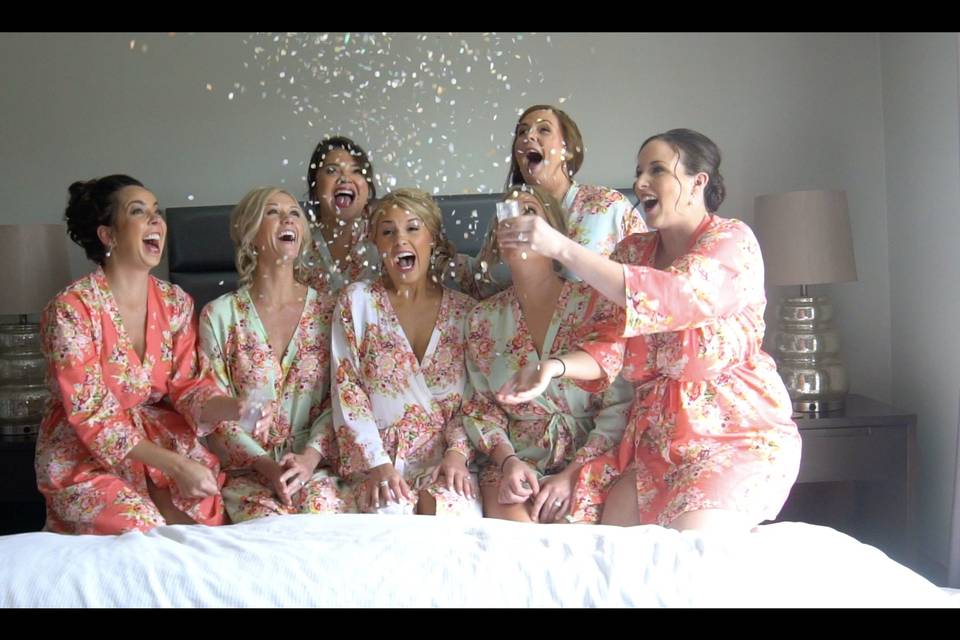 Bride and bridesmaids