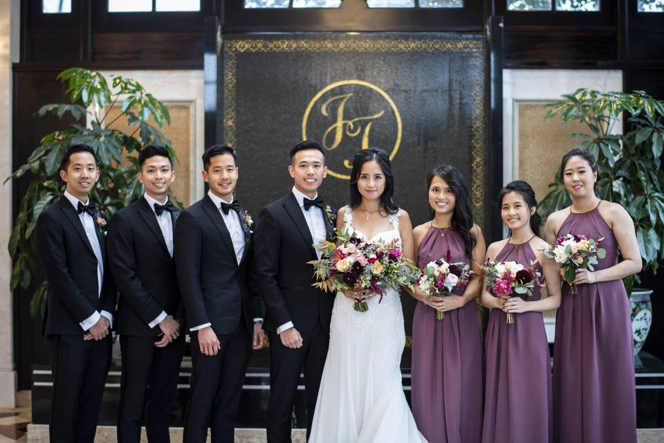 Groomsmen and bridesmaid