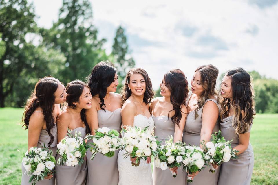 Bride and bridesmaids