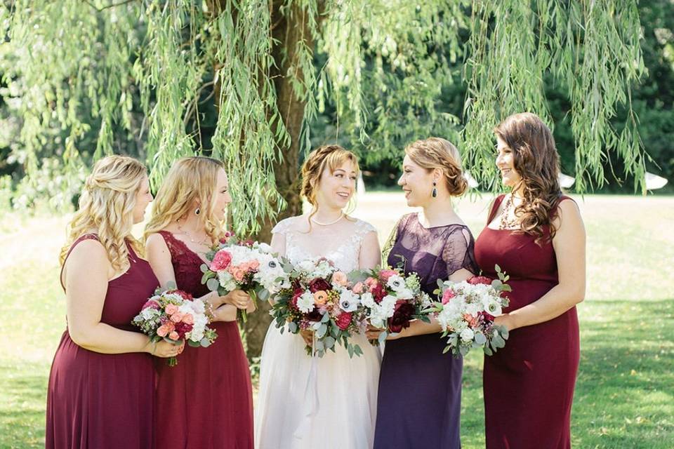 Bride with bridesmaids