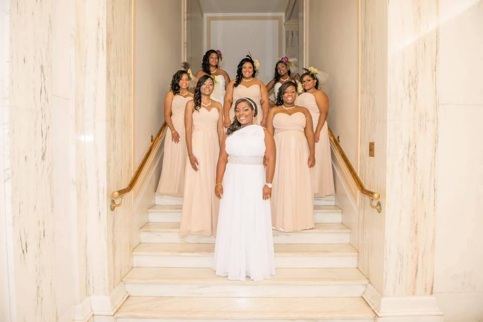 The bride with her bridesmaids