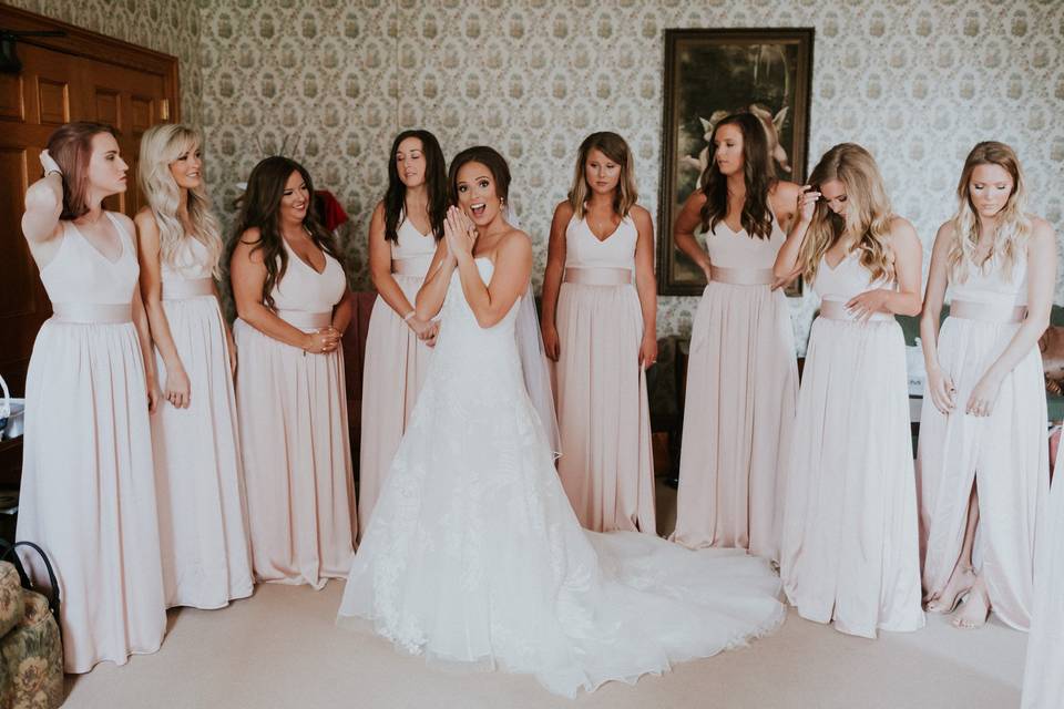 The bride with her bridesmaids