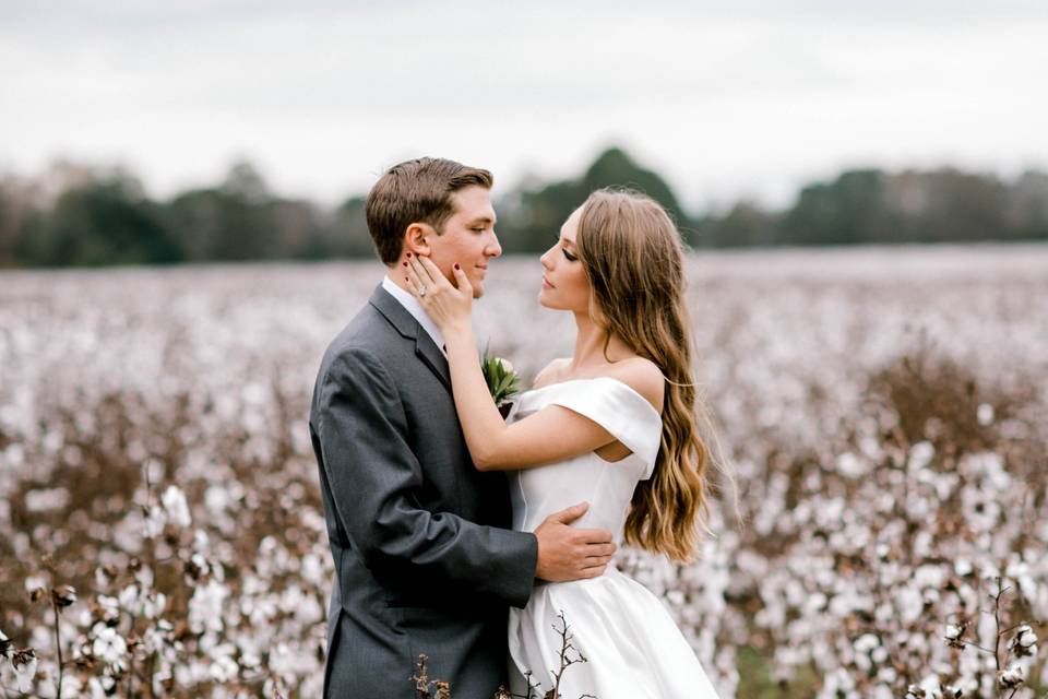 Bride and Groom Cotton Field