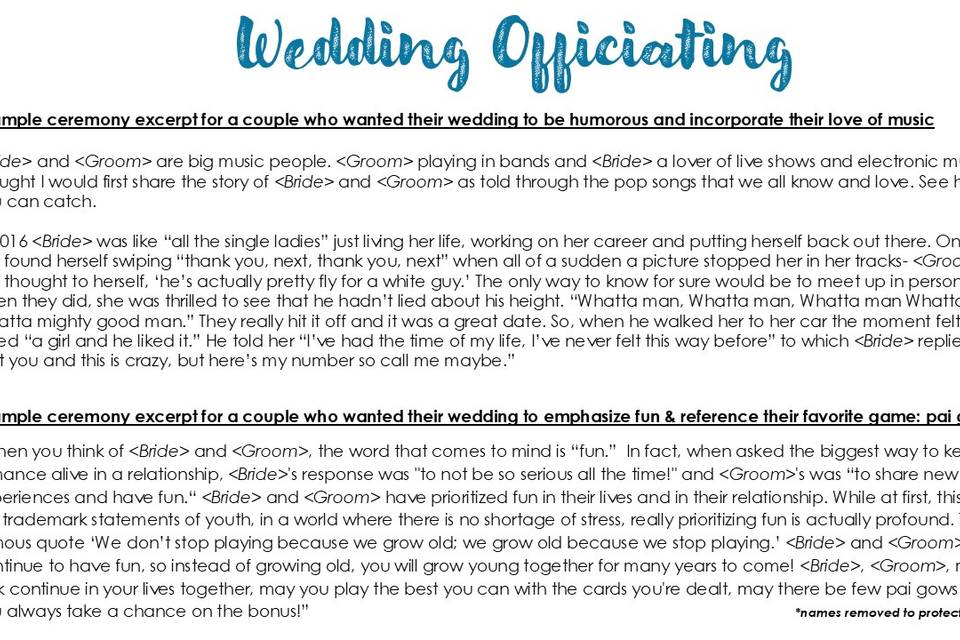 Ceremony Sample Excerpts