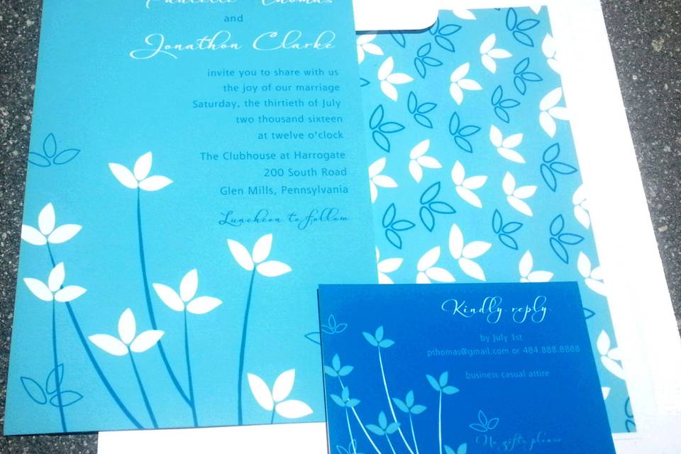 Floral blue invitations