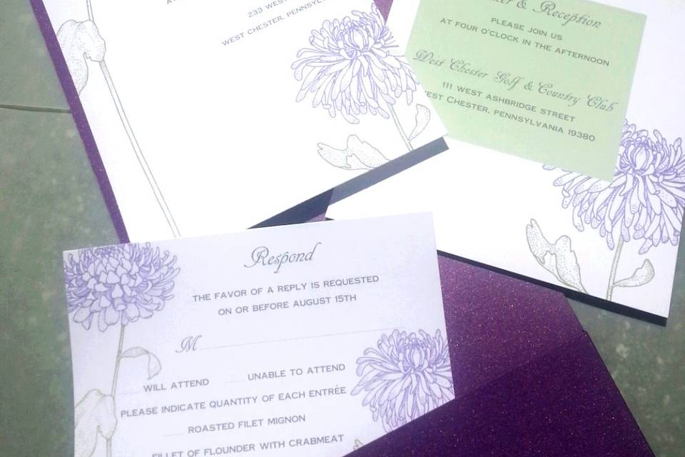 Purple themed invitation
