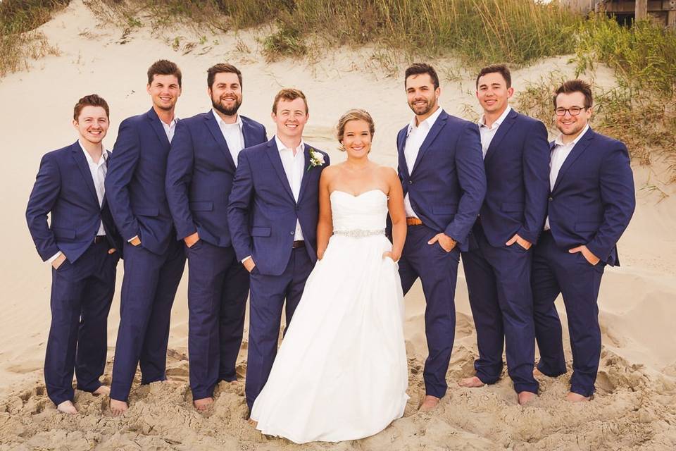 Bride hanging with the boys