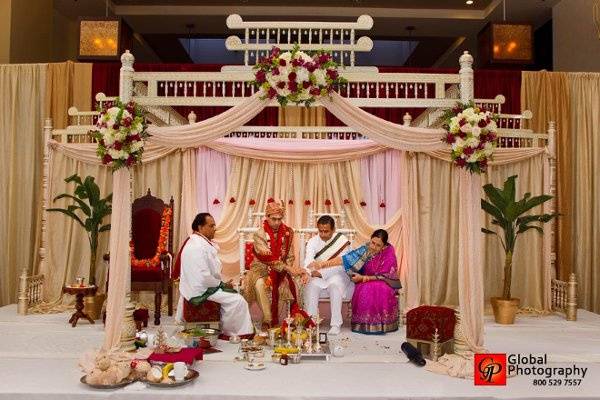 Indoor Indian wedding ceremony