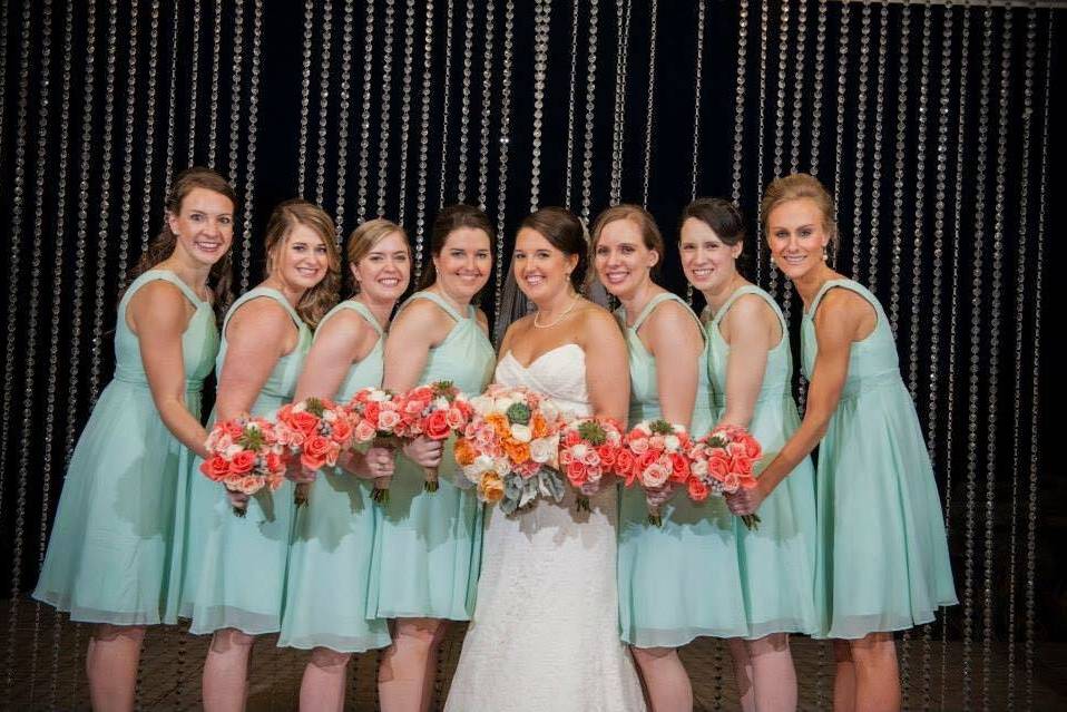 Bride and her bridesmaids