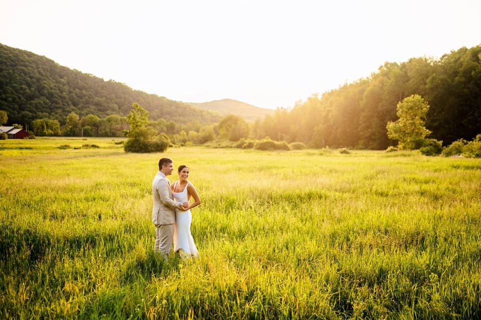 Old gray barn golden hour