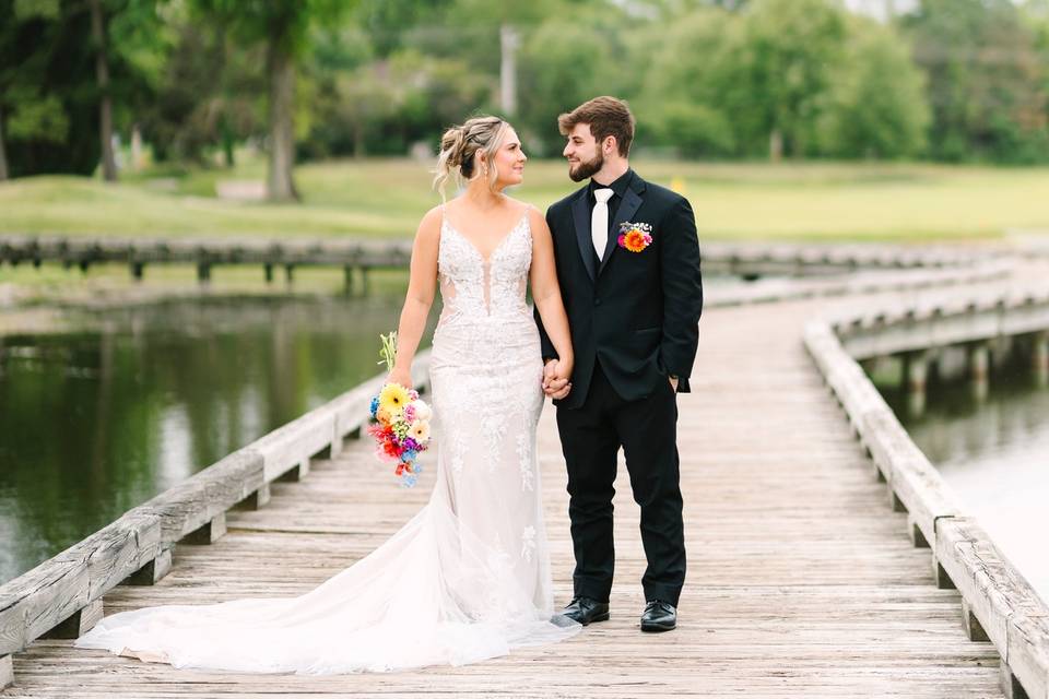 Couple on Bridge - Spring