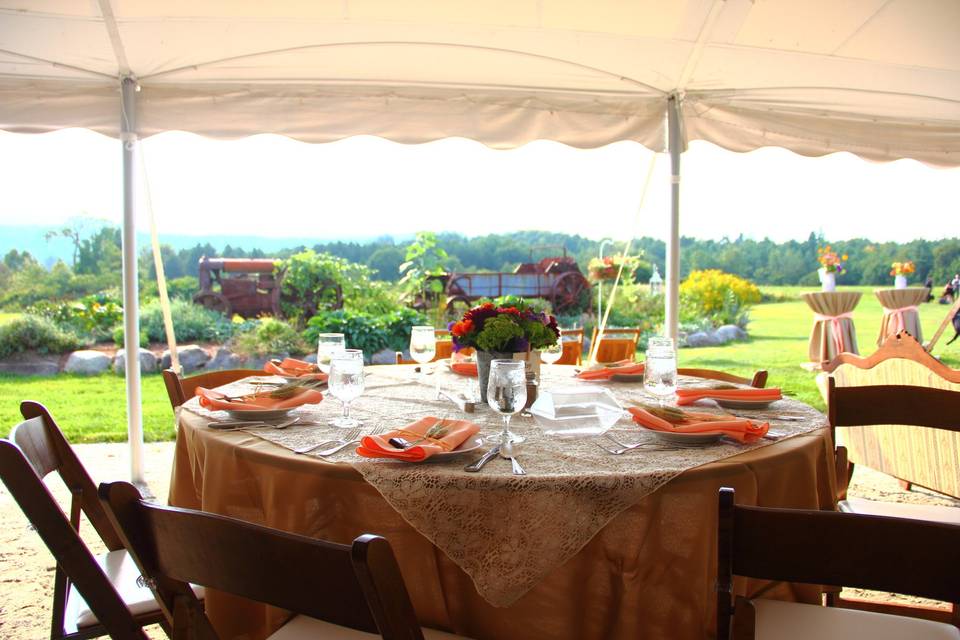 Table with flower centerpiece