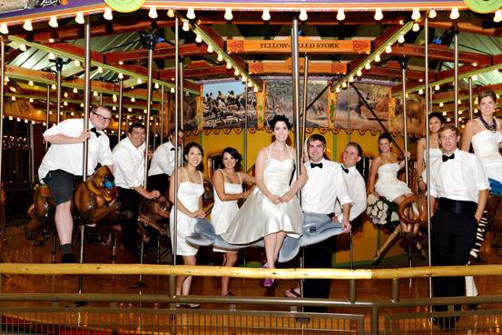 Wedding Party on carousel at the Toledo Zoo
