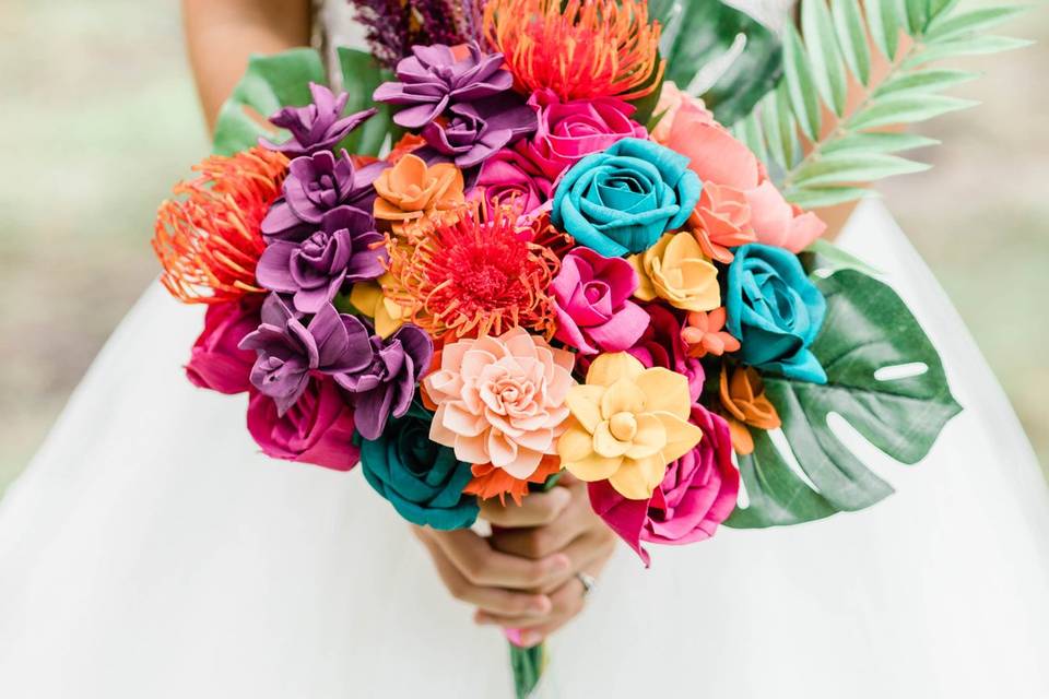 Tropical Wood Flower Bouquet