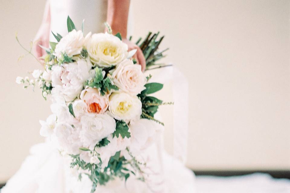 The bride holding her bouquet