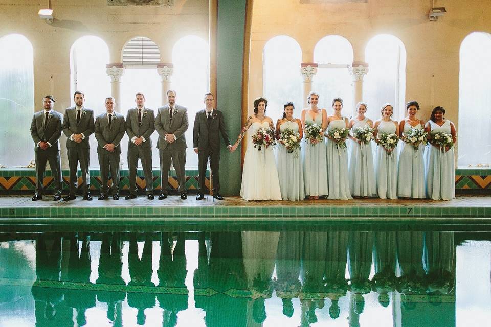 Bridal Party in Pool