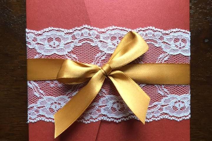 Invitation with gold ribbon