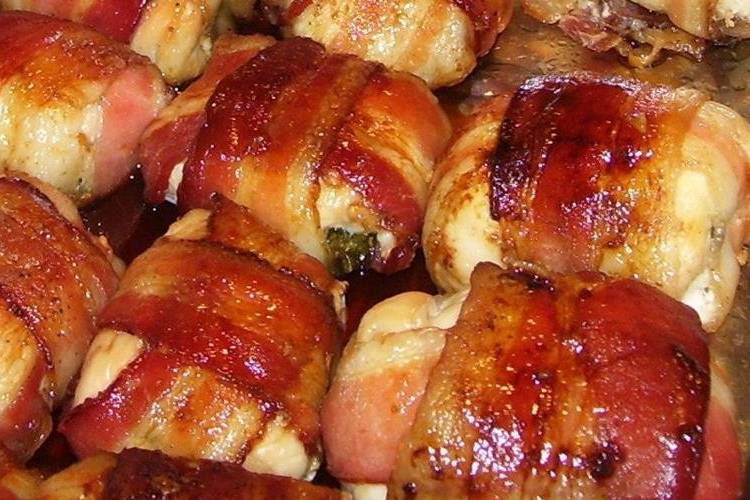 Stuffed Chicken Breast wrapped in Peppercorn Bacon