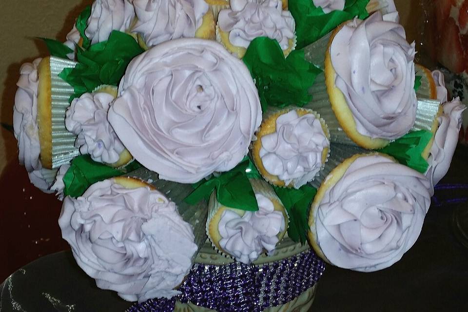 Cupcake Bouquet Available in all Flavors with Butter Cream Roses