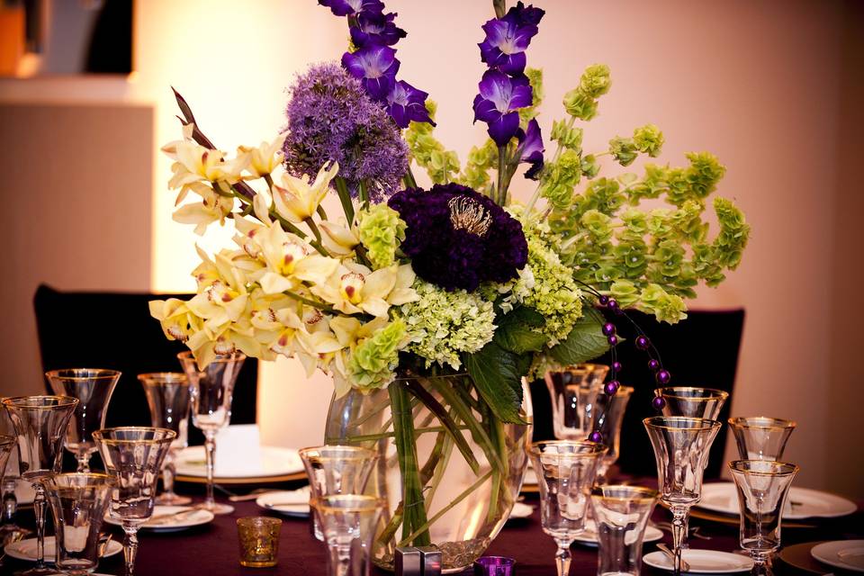 Table setup with centerpiece