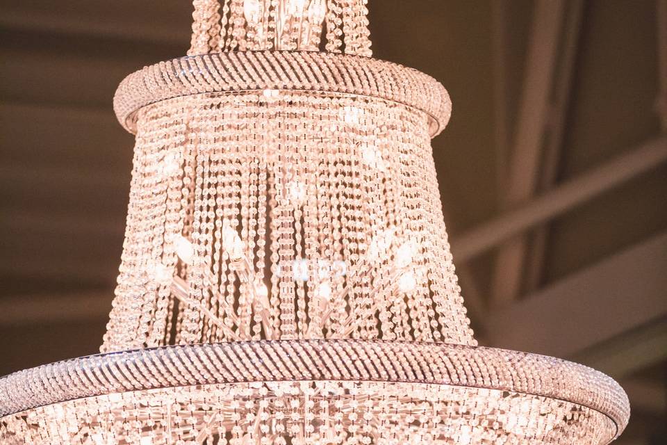 One of our grand chandeliers in the Loowit Ballroom