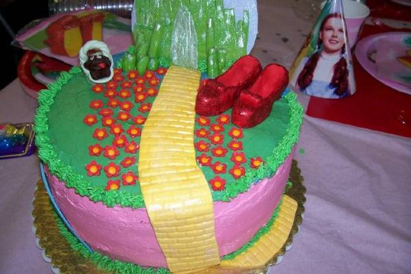 Birthday cake to Oz on yellow brick road