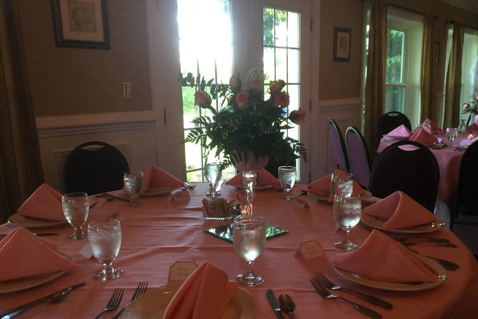 Table setup with centerpiece