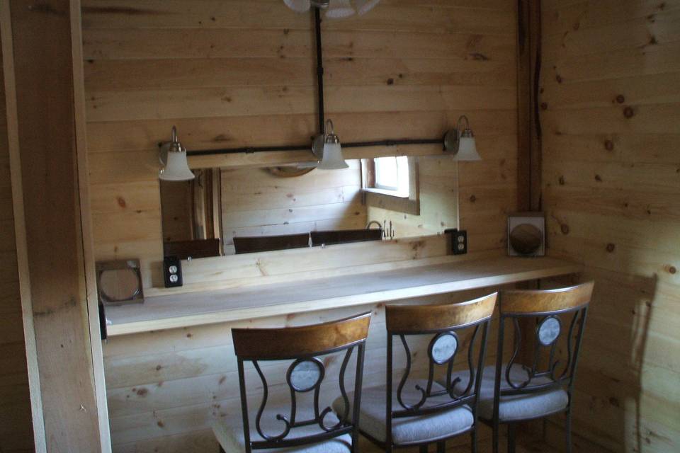 Make-up room in the staging building