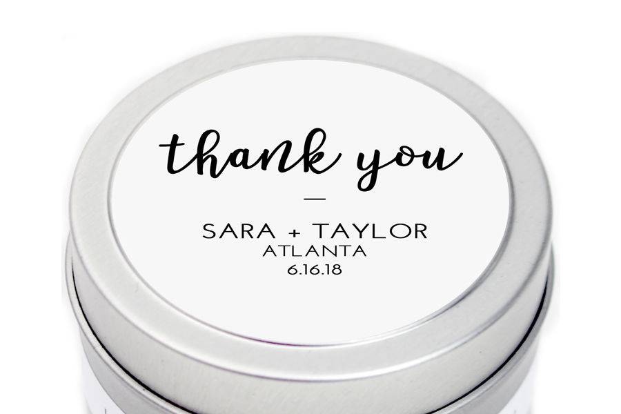 Personalized Wedding Candle Favors - Thank You