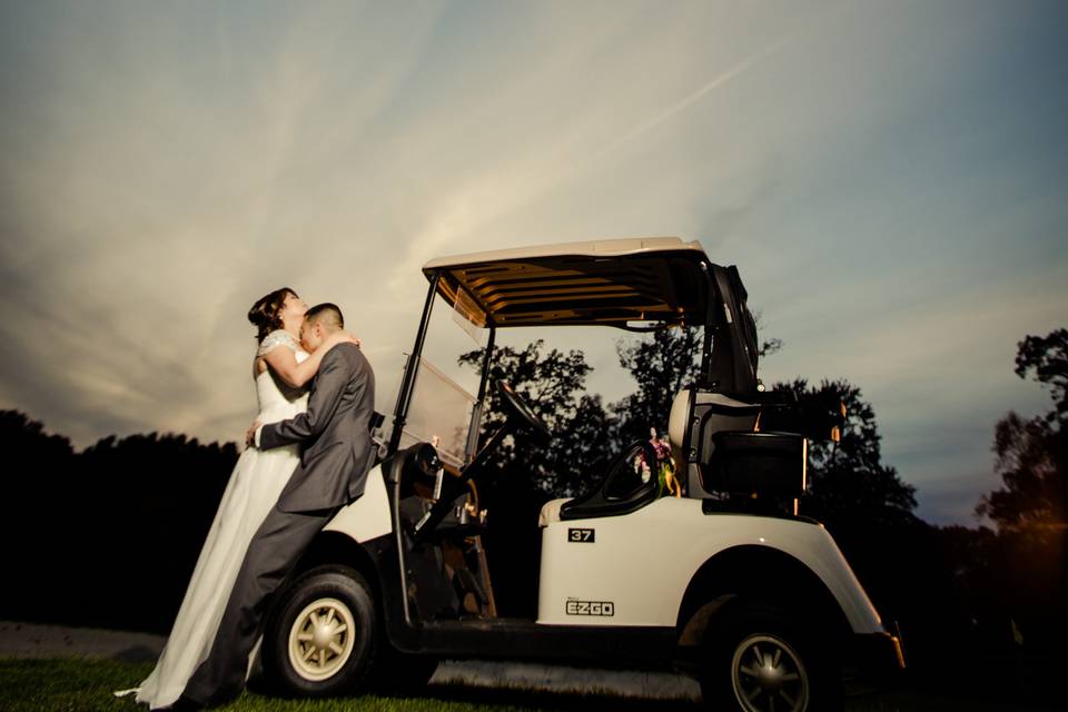 Night Shot Next to Golf Cart