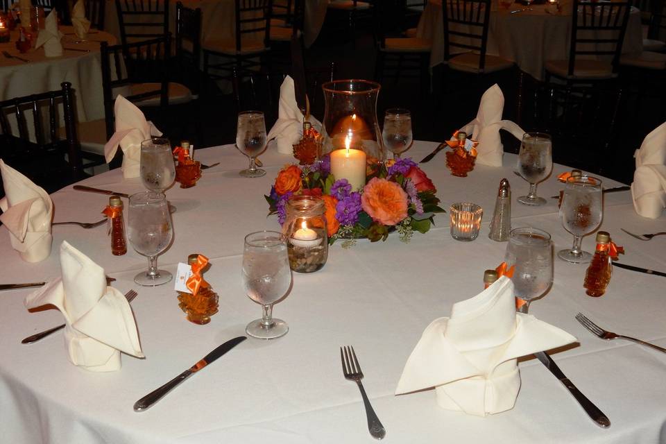 Classic Black and White Tablescape with Hints of Blue