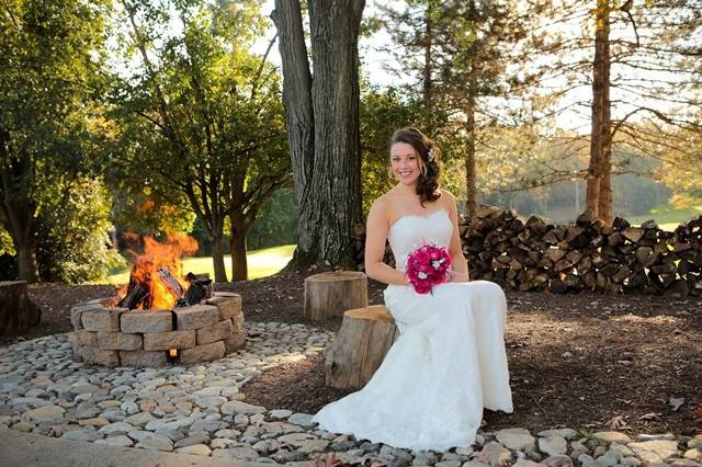 Bride Near Fire pit