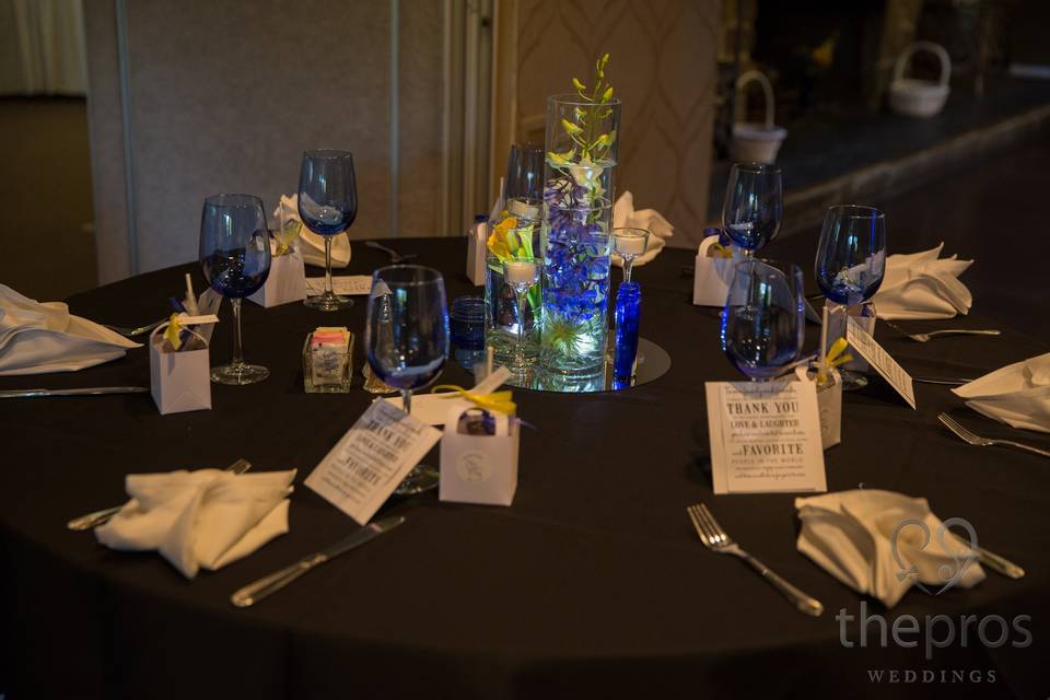 Chocolate Brown & Blue Tablescape