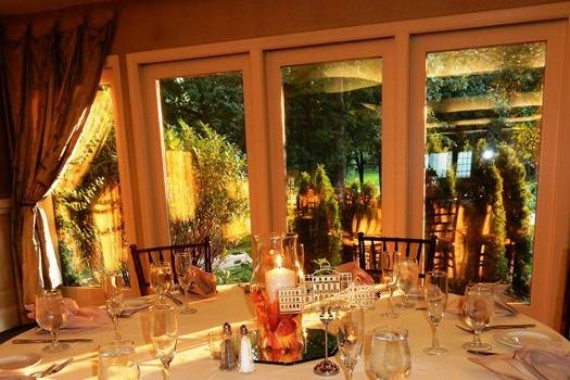 Sweetheart Table with Purple Centerpiece