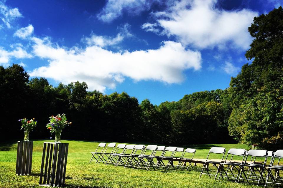 Outdoor wedding setup