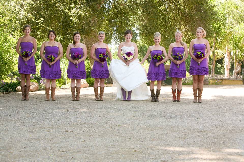 The bride with her bridesmaids