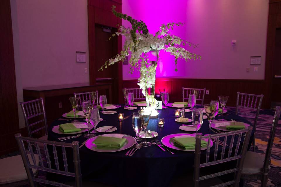 Table setup with centerpiece