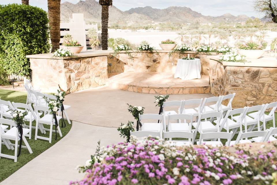 Garden Terrace Ceremony Set Up