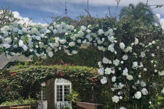 A white flower arch