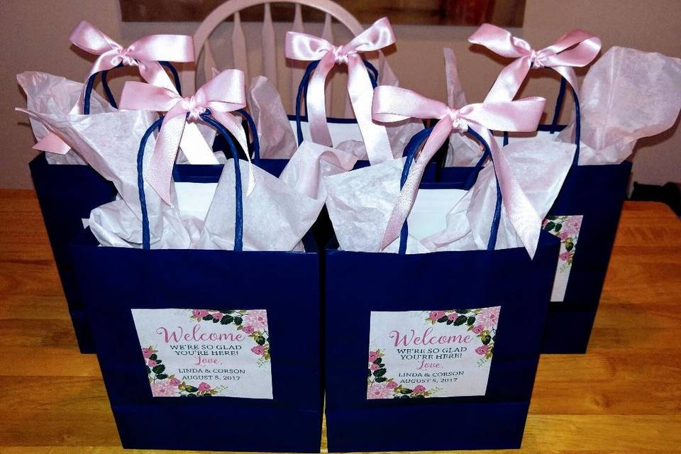 Hotel welcome bags for out-of-town guests