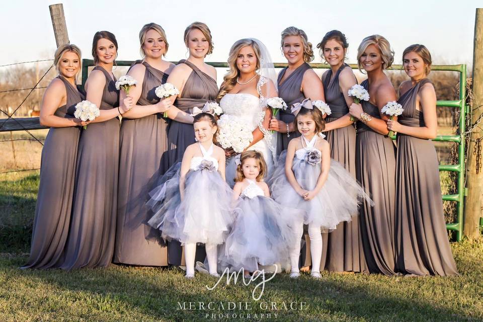Bride with her bridal attendants
