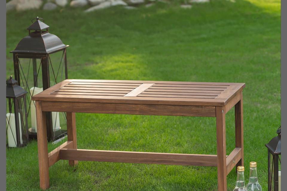 A simple garden bench to add an extra touch to your event.