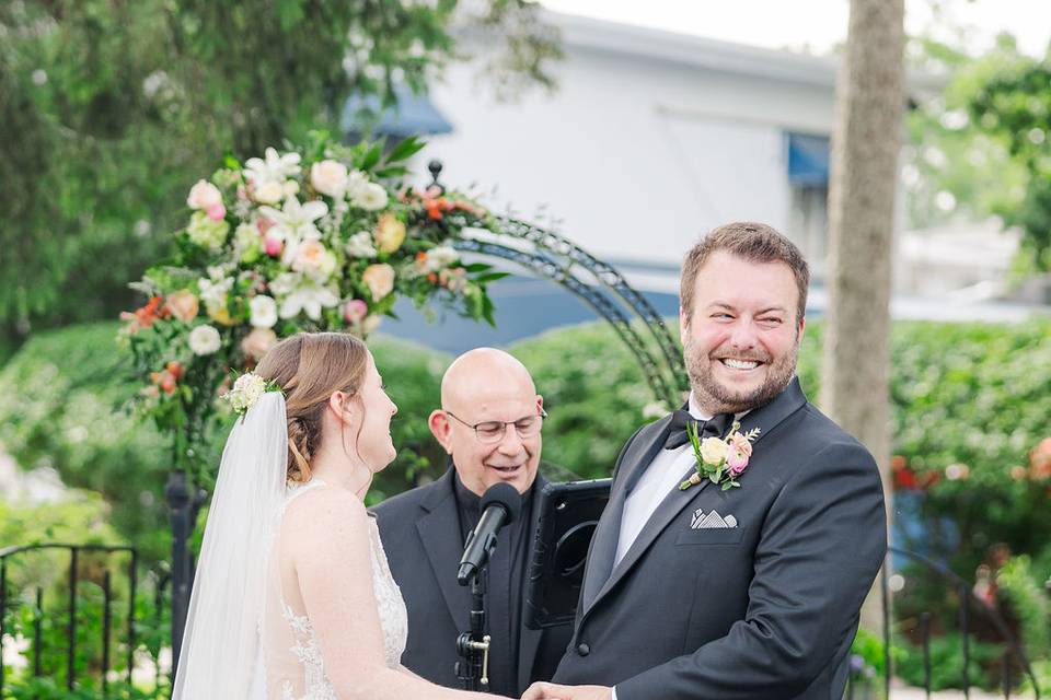 Groom laughing